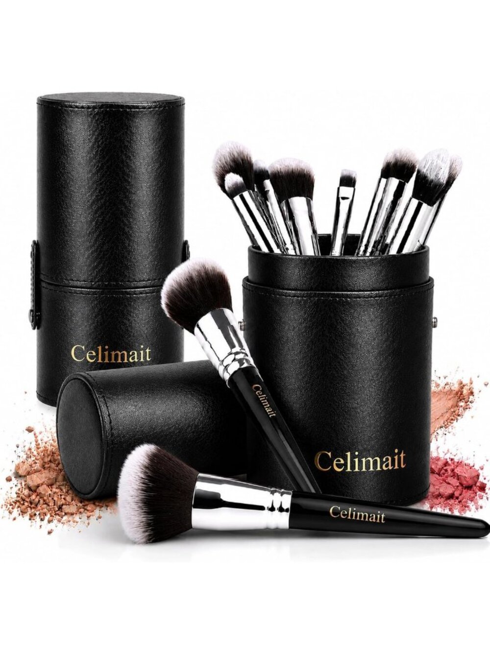 12-Piece Makeup Brush Set with Stylish Case | Soft Synthetic Bristles for